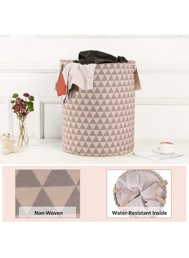 Kuber Industries Laundry Basket (60 LTR) Cotton Round Laundry Hamper (Triangle-Print) Clothes Storage Bag | Basket for Clothes | Foldable Laundry Bag | Toy Storage Basket | Grey - Image 4