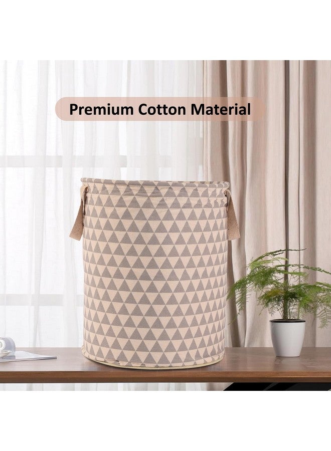 Kuber Industries Laundry Basket (60 LTR) Cotton Round Laundry Hamper (Triangle-Print) Clothes Storage Bag | Basket for Clothes | Foldable Laundry Bag | Toy Storage Basket | Grey - Image 2