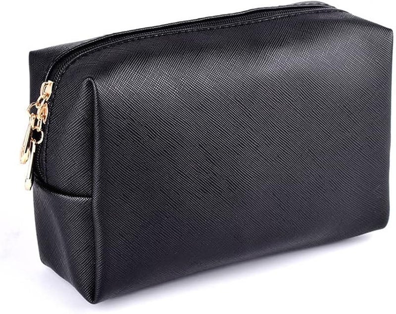 Black Travel Toiletry Bag Cosmetic Organizer Pouch With Brush Holder For Women - Image 1