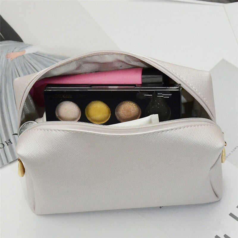 Black Travel Toiletry Bag Cosmetic Organizer Pouch With Brush Holder For Women - Image 5