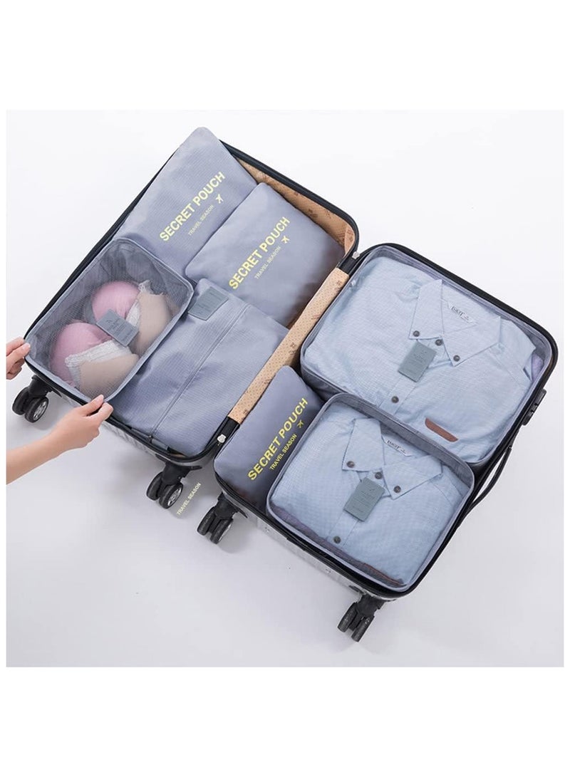 FxColor 7-Piece Foldable Travel Bag Organizer Foldable Storage Bag Set with Laundry Bag and Shoe Bag, Grey, Polyester, by FXColor - Image 5