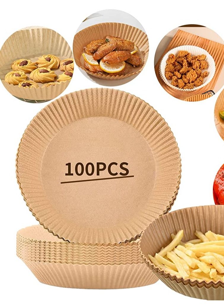 RKN 100Pcs 7.8 Inch Air Fryer Disposable Paper Liner Round Non Stick Water Proof Oil Proof Parchment Paper  - Image 1