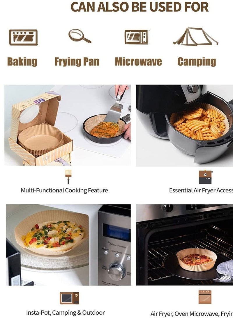 RKN 100Pcs 7.8 Inch Air Fryer Disposable Paper Liner Round Non Stick Water Proof Oil Proof Parchment Paper  - Image 3