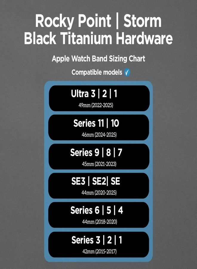 نوماد سوار نوماد روكي بوينت لساعة أبل 42/44/45/49 مم | سوار ساعة متين | موصل رمادي داكن أسود - Image 4
