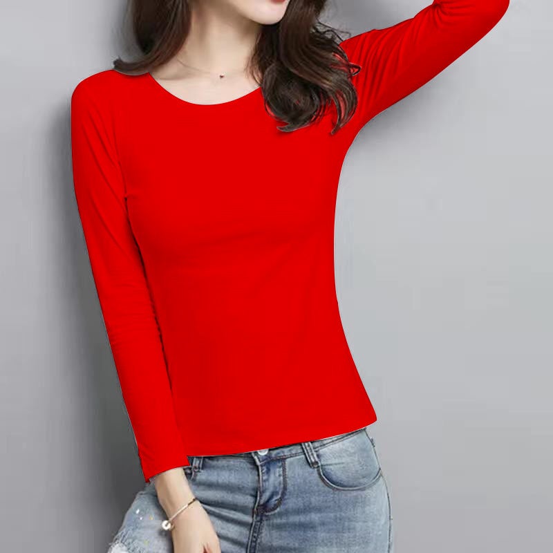 Womens Spring Slim Fit Long Sleeve TeeWomen's long sleeve [red round neck]] Women's long sleeve [red round neck]] 