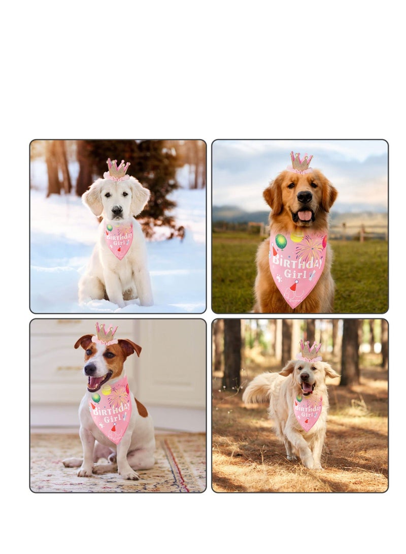 نيبمينينت Dog Birthday Bandana, Scarf and Reusable Girl Party Hat with Number, Small Medium Cat Pet Supplies Pink - Image 2