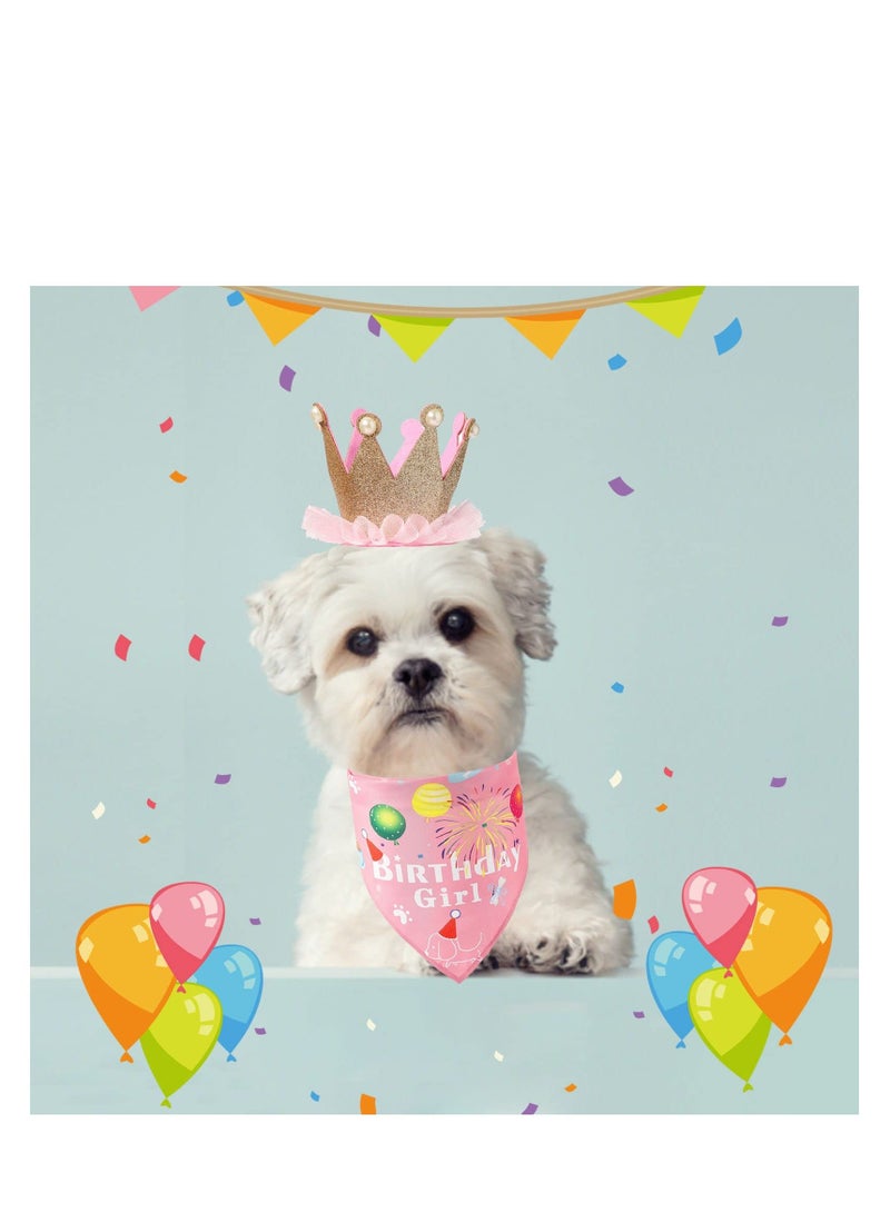 نيبمينينت Dog Birthday Bandana, Scarf and Reusable Girl Party Hat with Number, Small Medium Cat Pet Supplies Pink - Image 5