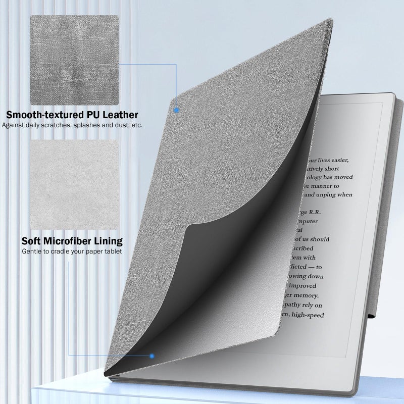 MoKo Case for Remarkable 2 Tablet, Ultra-Thin Magnetic Case with Wide Pen Protective Clasp, Smart Cover Folio for Remarkable Tablet 2 10.3" 2020 Release, Denim Gray - Image 3