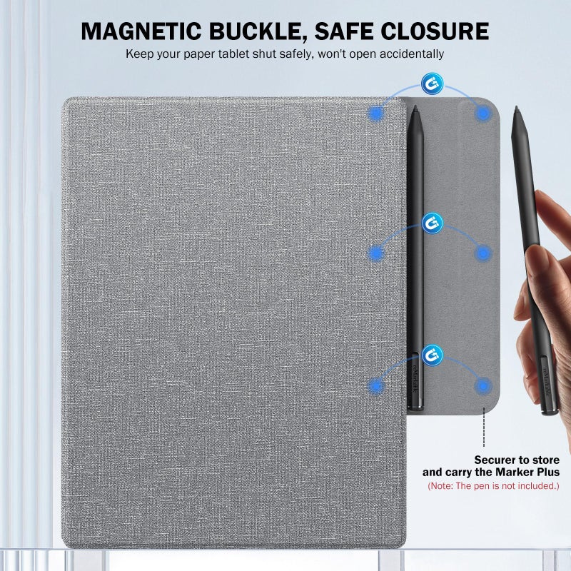 MoKo Case for Remarkable 2 Tablet, Ultra-Thin Magnetic Case with Wide Pen Protective Clasp, Smart Cover Folio for Remarkable Tablet 2 10.3" 2020 Release, Denim Gray - Image 2