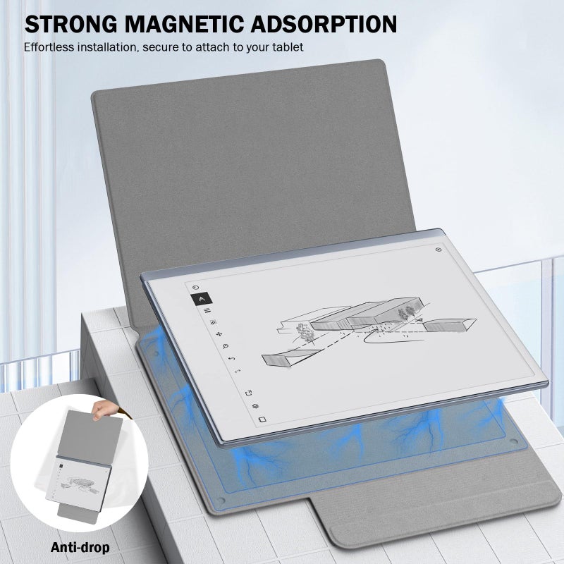 MoKo Case for Remarkable 2 Tablet, Ultra-Thin Magnetic Case with Wide Pen Protective Clasp, Smart Cover Folio for Remarkable Tablet 2 10.3" 2020 Release, Denim Gray - Image 4