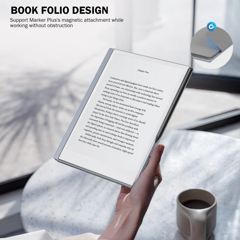 MoKo Case for Remarkable 2 Tablet, Ultra-Thin Magnetic Case with Wide Pen Protective Clasp, Smart Cover Folio for Remarkable Tablet 2 10.3" 2020 Release, Denim Gray - Image 5