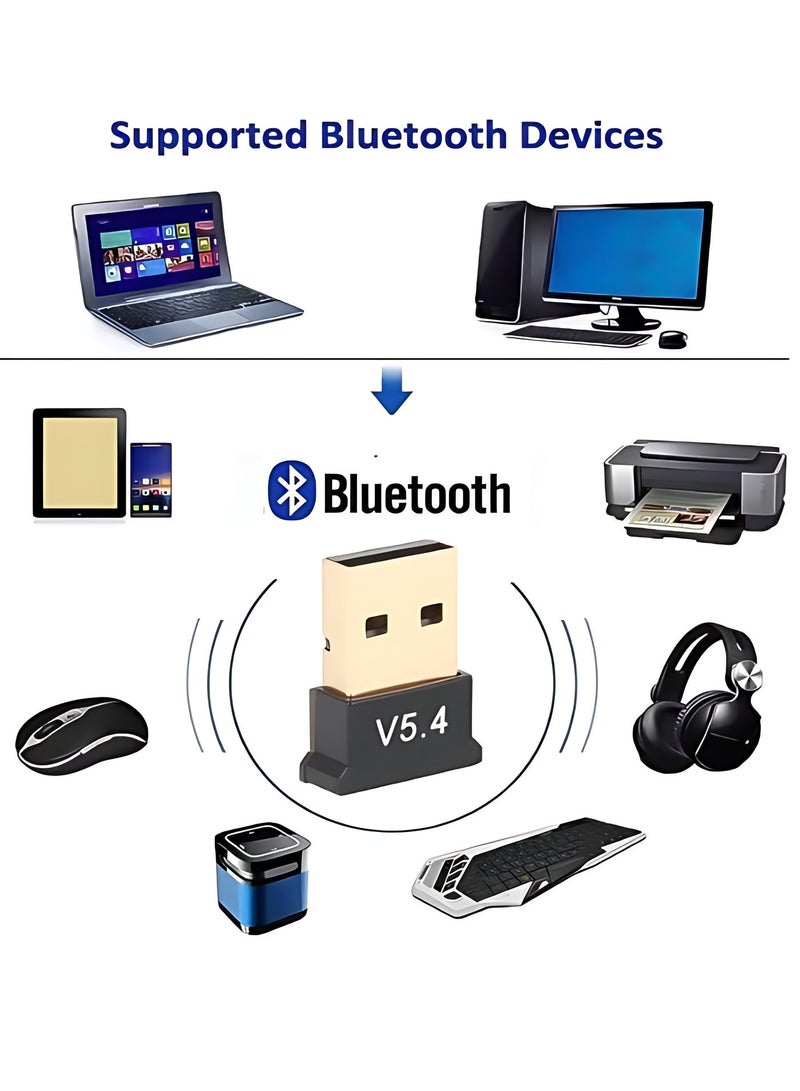دي كيو فيث محول بلوتوث USB 5.4، عصا بلوتوث لجهاز الكمبيوتر المحمول، دونجل EDR USB بلوتوث متوافق مع ويندوز 11/10/8.1/7 (بلوتوث 5.4) - Image 2
