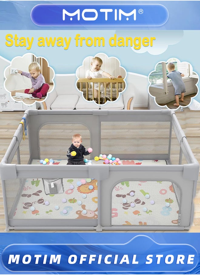 Motim Baby Playpen 150 * 180CM Extra Large Baby Playard with 2 Gate Indoor & Outdoor Infant Safety Activity Center  - Image 2
