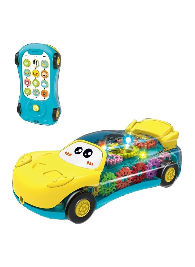 TOY GARDEN 2-in-1 Transparent Gear Car & Toy Phone - An educational car toy with visible gears, light, and music, doubling as a simulation phone for interactive learning. Ideal for kids ages 3+  - Image 5