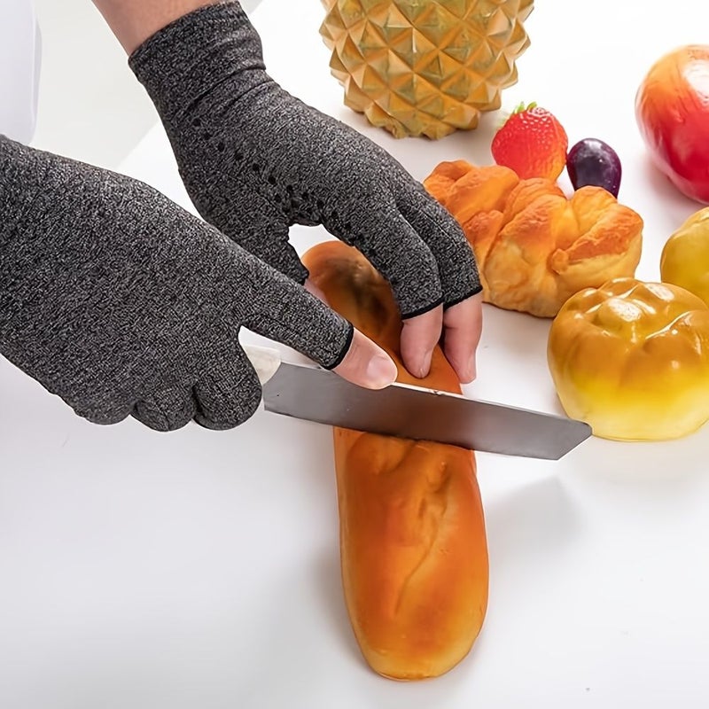 Gray XL Fingerless Compression Gloves for Men Women Breathable Design Ideal Typing Everyday - Image 4