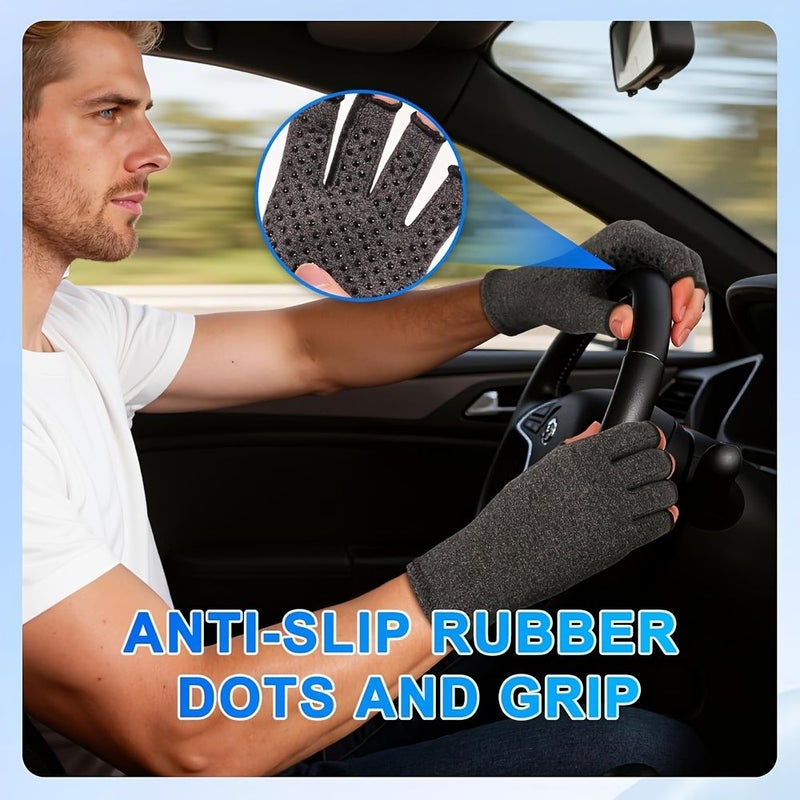 Gray XL Fingerless Compression Gloves for Men Women Breathable Design Ideal Typing Everyday - Image 3