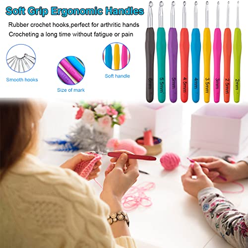 Mdoker Crochet Kit for Beginners, 100 Pieces Complete Kit with Yarn, Soft Grip & Aluminum Hooks, Ergonomic Design, Ideal Gift, Case Included - Image 2