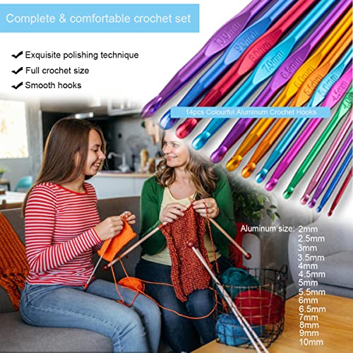 Mdoker Crochet Kit for Beginners, 100 Pieces Complete Kit with Yarn, Soft Grip & Aluminum Hooks, Ergonomic Design, Ideal Gift, Case Included - Image 3