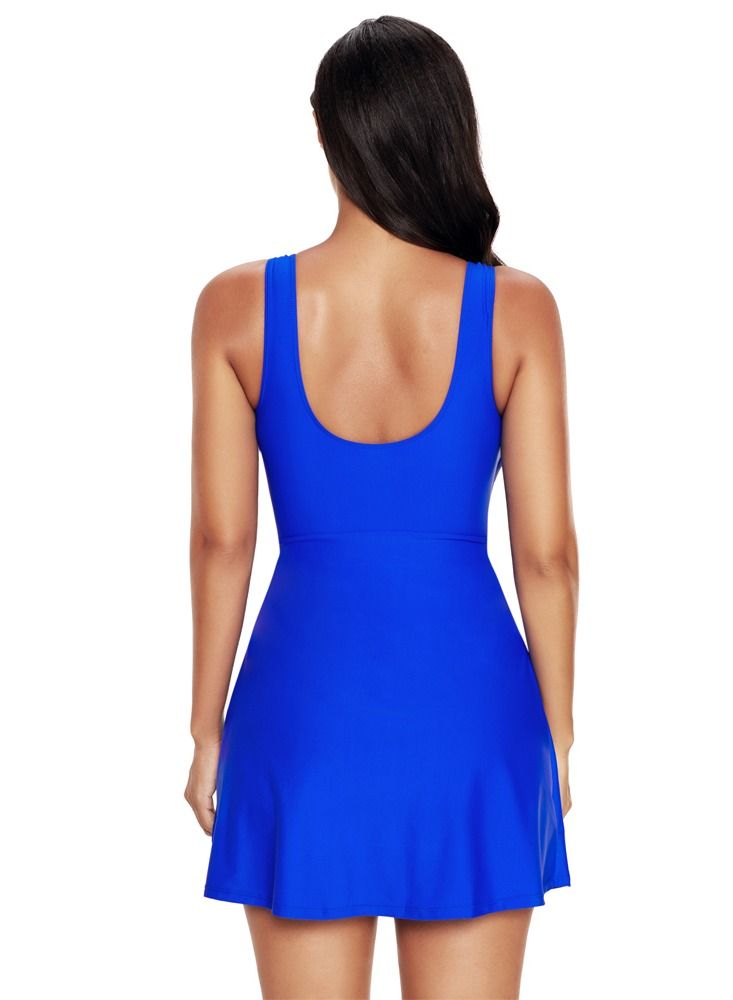 Loquat Conservative large size women's one-piece swimsuit slim solid color hot spring flat corner swimsuit  - Image 2