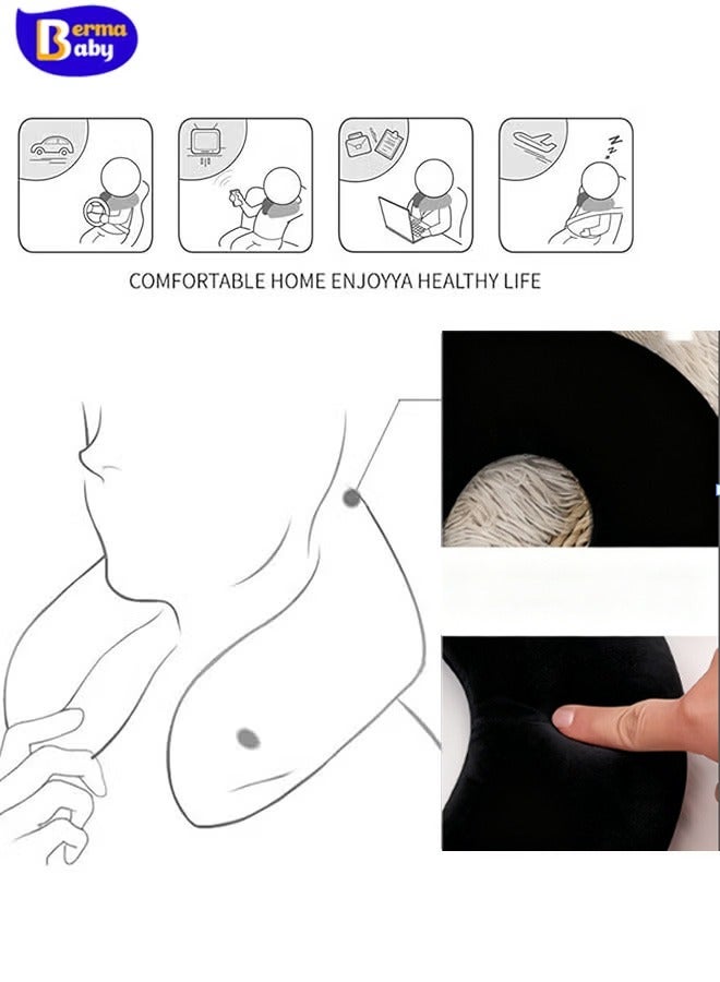 Berma Baby وسادة طائرة لدعم الرأس والرقبة، وسادة سفر، وسادة استراحة غداء المكتب، وسادة رقبة للسفر، وسادة على شكل حرف U للطائرة والسيارة، وسادة رقبة على شكل حرف U، مناسبة جدًا للسفر - Image 3