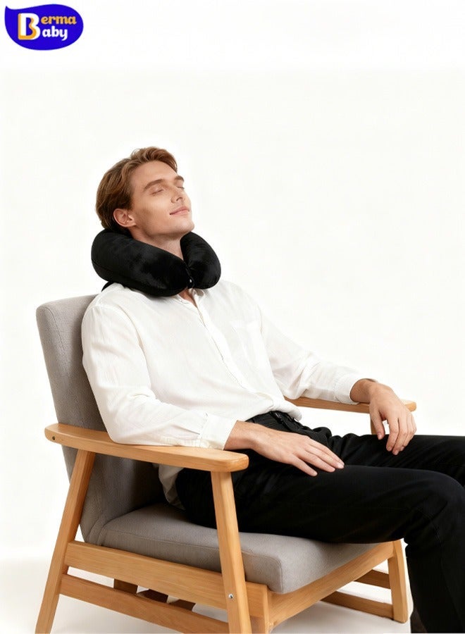 Berma Baby وسادة طائرة لدعم الرأس والرقبة، وسادة سفر، وسادة استراحة غداء المكتب، وسادة رقبة للسفر، وسادة على شكل حرف U للطائرة والسيارة، وسادة رقبة على شكل حرف U، مناسبة جدًا للسفر - Image 5