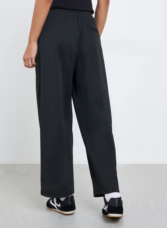 Styli Styli Women Black Barrel Fit Wide Leg Trousers