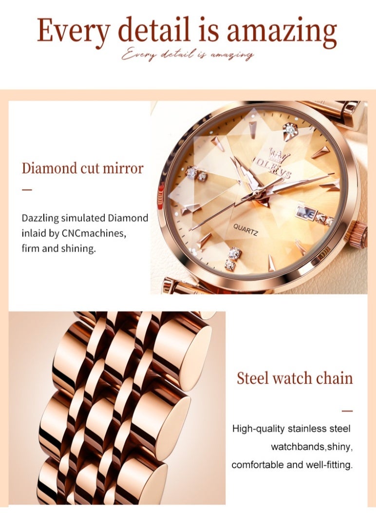 أوليفز ساعة OLEVS للسيدات بحركة كوارتز بسيطة مقاومة للماء وساعة يد نسائية مضيئة أنيقة وهدايا أنيقة - Image 5