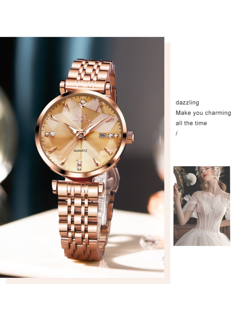 أوليفز ساعة OLEVS للسيدات بحركة كوارتز بسيطة مقاومة للماء وساعة يد نسائية مضيئة أنيقة وهدايا أنيقة - Image 2