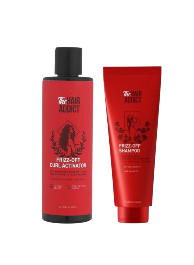 The Hair Addict Frizz Off Shampoo 250ml + The Hair Addict Frizz Off Curl Activator 250Ml - Image 1
