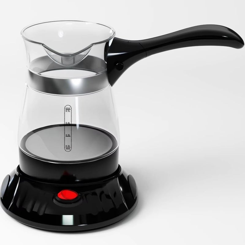 Biki صانعة قهوة تركية | Turkish Coffee Maker 600W, 0.5L Glass Pot – Portable Electric Arabic Coffee Machine, Easy to Clean with Insulated Handle, Makes 5 Cups | (Black) - Image 1