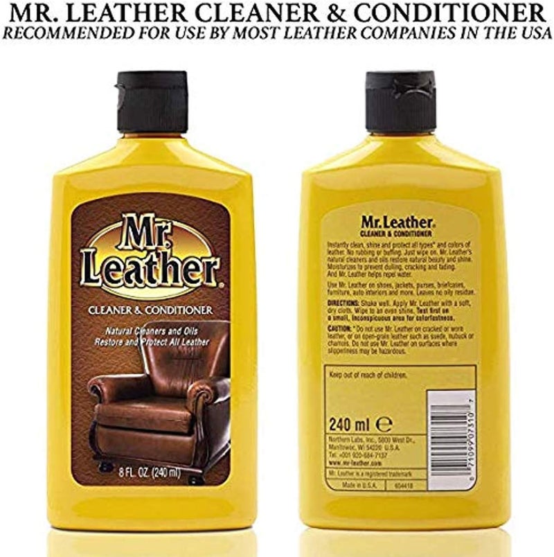 Mr. Leather Leather Cleaner & Conditioner for Automotive, Upholstery, Leather Luggage and Bags (Liquid Pack of 2) - Image 2