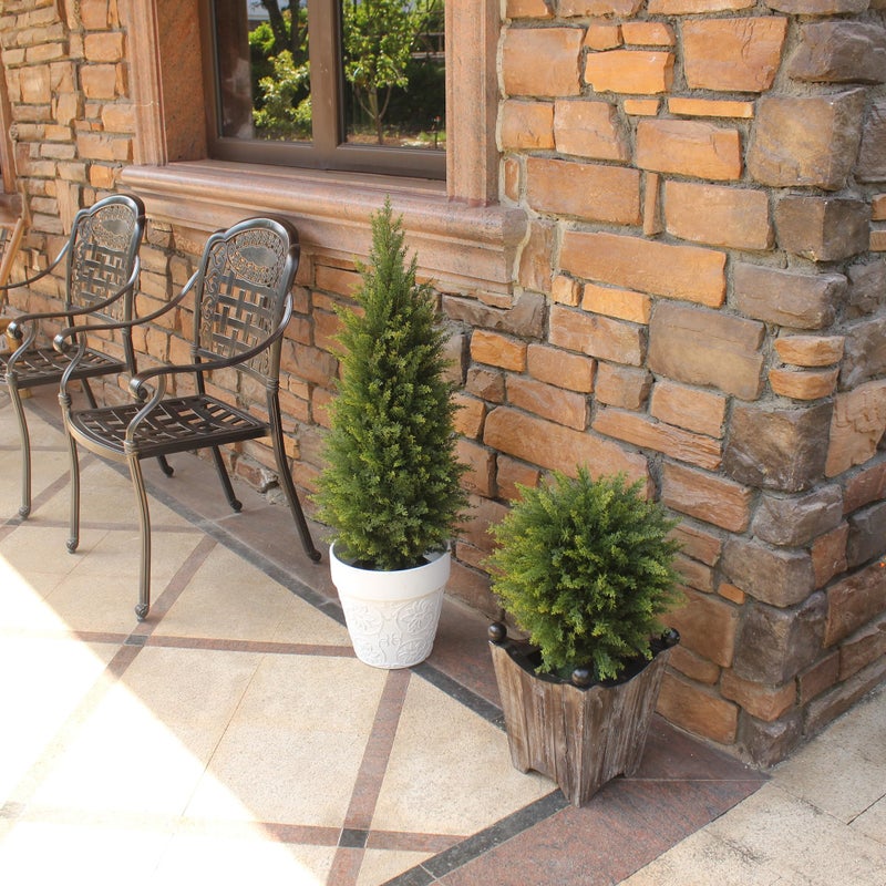 ECOLVANT 3ft Artificial Topiary Trees Artificial Cedar Trees UV Resistant Bushes Potted Set of 2 Faux Shrubs for Outdoor Indoor Front Porch Garden - Image 5