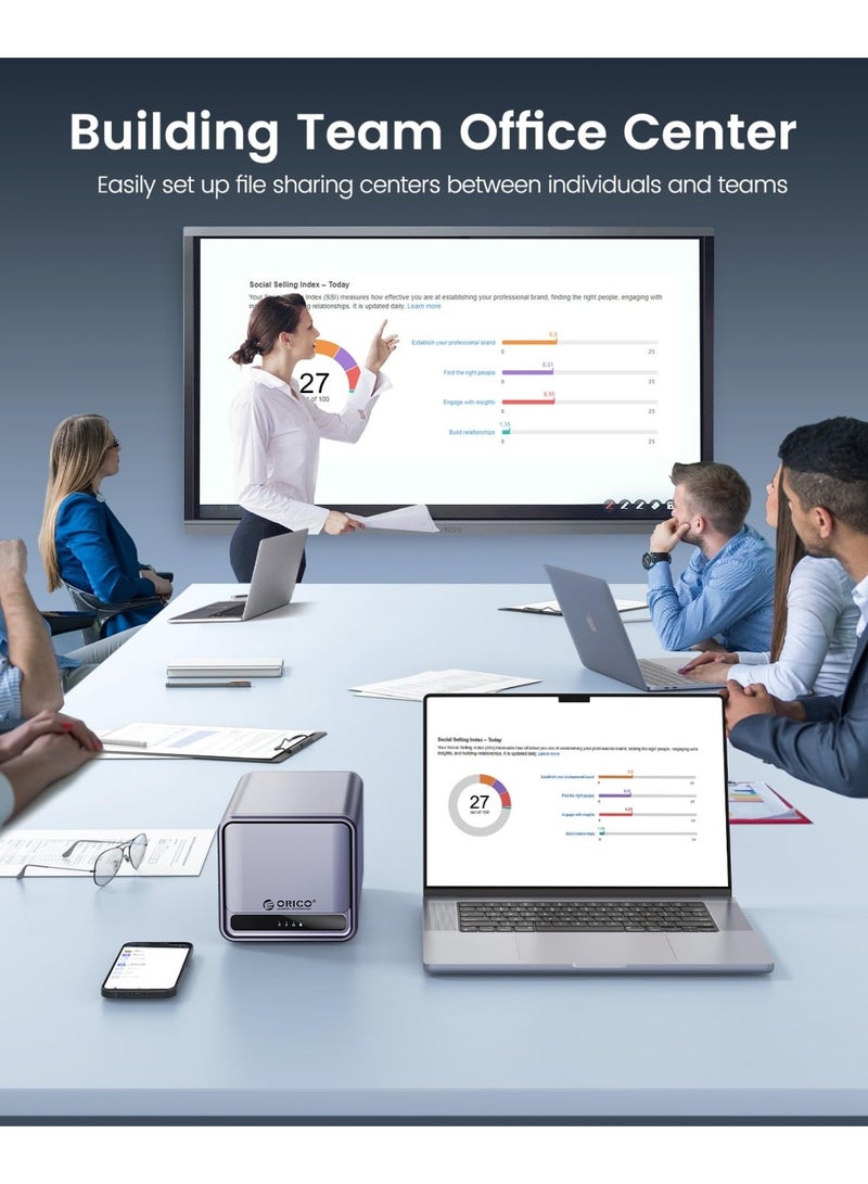 أوريكو جهاز تخزين ORICO TS200 بنظام NAS بفتحتين – تخزين شبكي وسحابة خاصة بدون أقراص مع تطبيق متصل، بروتوكول Samba/DLNA، معالج رباعي النواة، ذاكرة DDR4 بسعة 2GB، ودعم RAID العتادي - Image 3