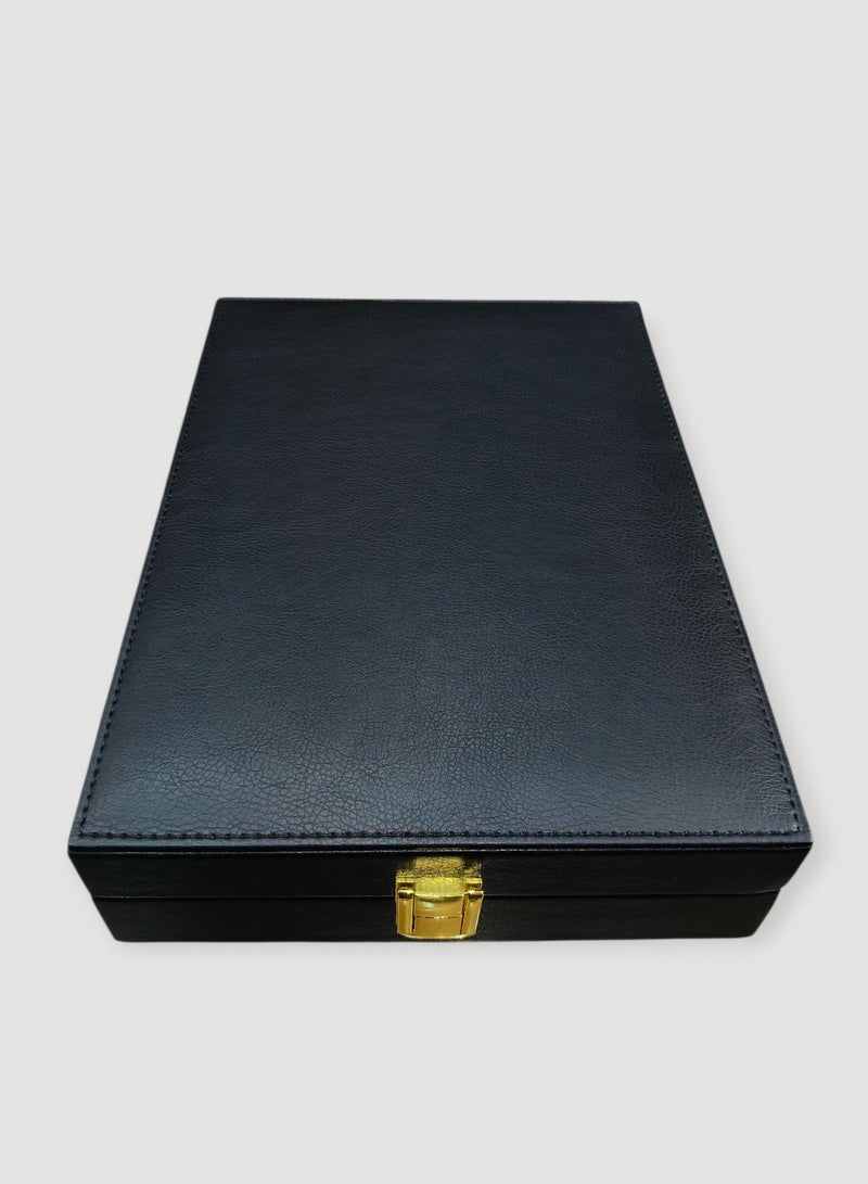 Al Seraj Luxury Necklace Jewelry Box Made in Dubai | Customizable Premium Black Rexine Necklace Box with Black Suede Interior | Elegant Jewellery Gift Box for Wedding, Proposal, Retail Display - Image 4