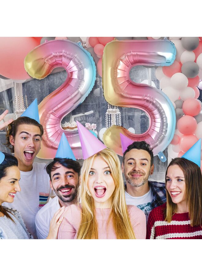 40 Inch Rainbow Foil Number Balloons 0-9, Large Self-Sealing Helium Balloons for Birthday Parties, Reusable Number Balloons for 1st 10th 16th 18th 21st Anniversary Decorations (5) - Image 5