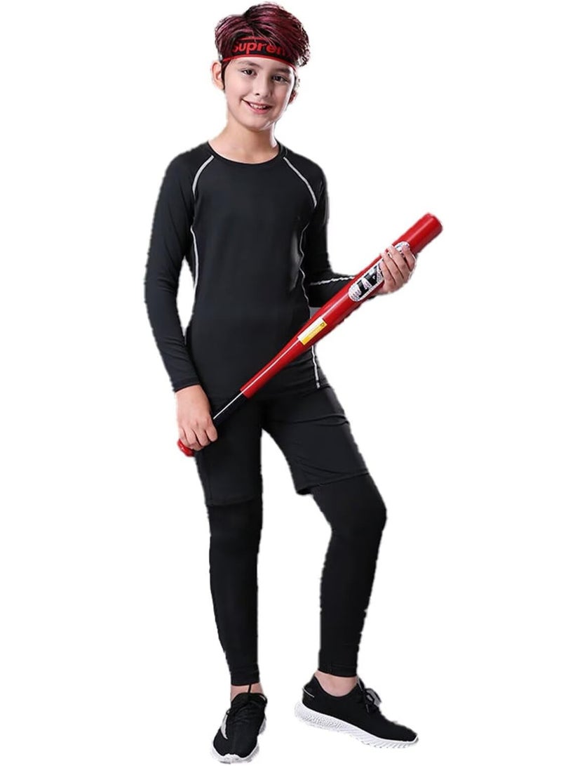 SUPREME Kids Base Layer Set Boys Football Skin Children Thermal Compression Underwear Gym Sport Athletic Baselayers Sets - Image 4