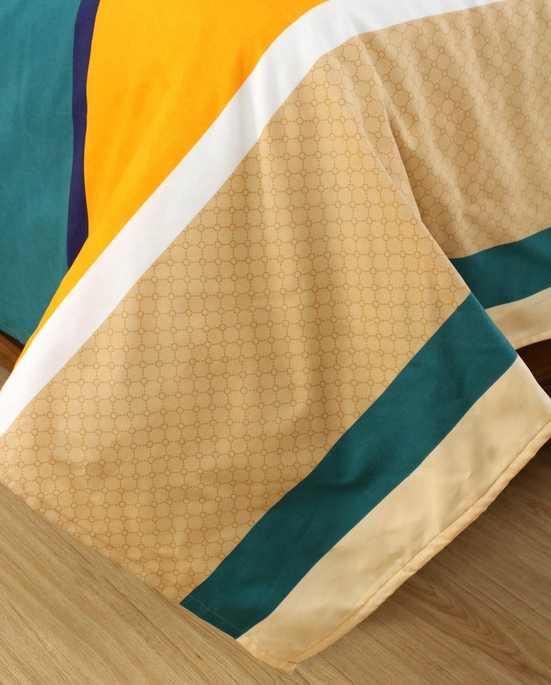 Nendle Abstract Pattern Bedsheet for Double Bed Cotton Blend with 2 Pieces Contrast Pillow Cover of Size 18 by 27 Inches for Living Room (Yellow, 90 by 90 Inches)| H603 | 180 TC - Image 5