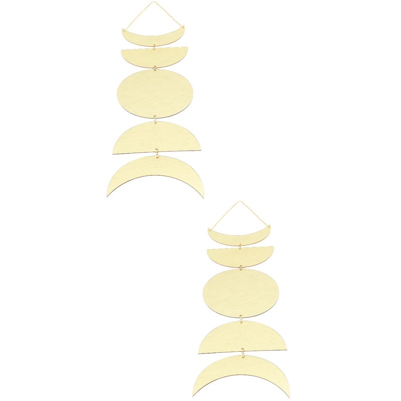 🏠 مرآة حائط أكريليك بتصميم مراحل القمر 20x20x0 2 سم ذهبي 2 قطعة - Image 1
