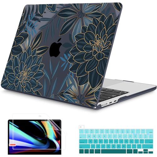 Mektron for 2026 MacBook Air 13inch M5 Laptop Case A3449 with 136inch Liquid Retina Display Fits 2025 A3240 M4 2024 A3113 M3 2023 A2681 M2 Printed Shell for MacBook Air 136 Dahlia Flower C035 - Image 1