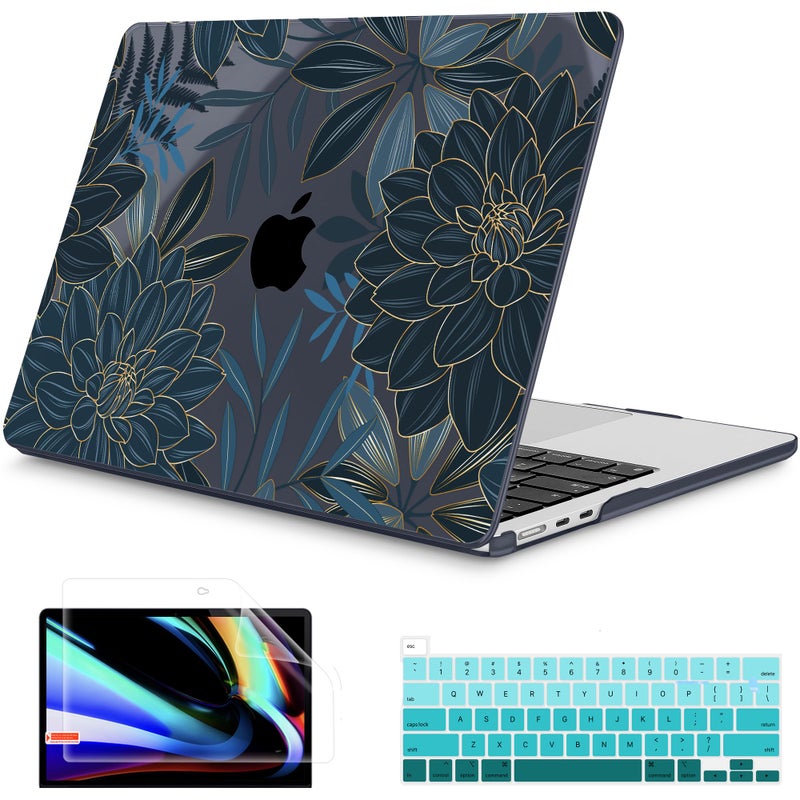 Mektron for 2026 MacBook Air 13inch M5 Laptop Case A3449 with 136inch Liquid Retina Display Fits 2025 A3240 M4 2024 A3113 M3 2023 A2681 M2 Printed Shell for MacBook Air 136 Dahlia Flower C035 - Image 2