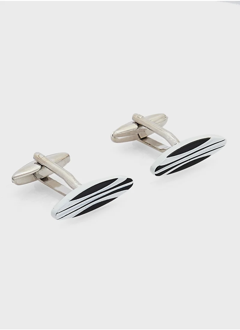 روبرت وود Oval Patterned Cufflinks