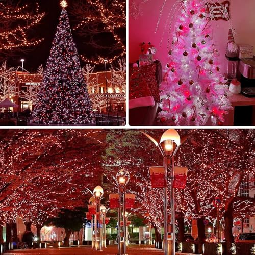 Albelt 2 Pack 480 LED Solar Chrismas Lights Outdoor, 170 FT Super Long Solar String Lights for Outside with 8 Modes & Memory Function, Waterproof Twinkle Light for Xmas Tree Party Decorations (Red and White) - Image 5