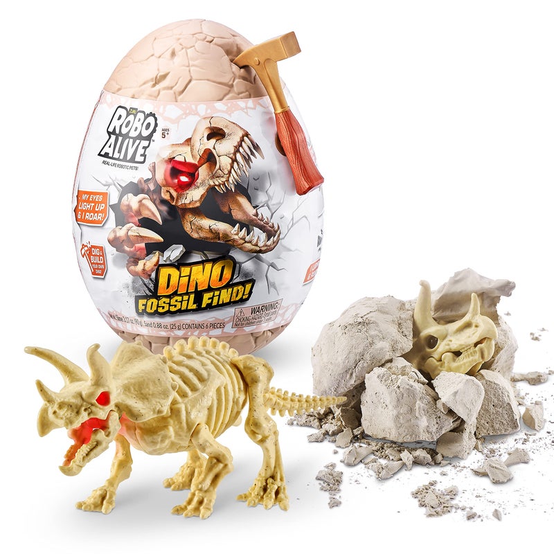 روبو ألايف Robo Alive Dino Fossil Find - Triceratops by Zuru Exhavate Dinosaur Sorrysies Digging Kit Thible Thible مع Slime Multicolor - Image 1