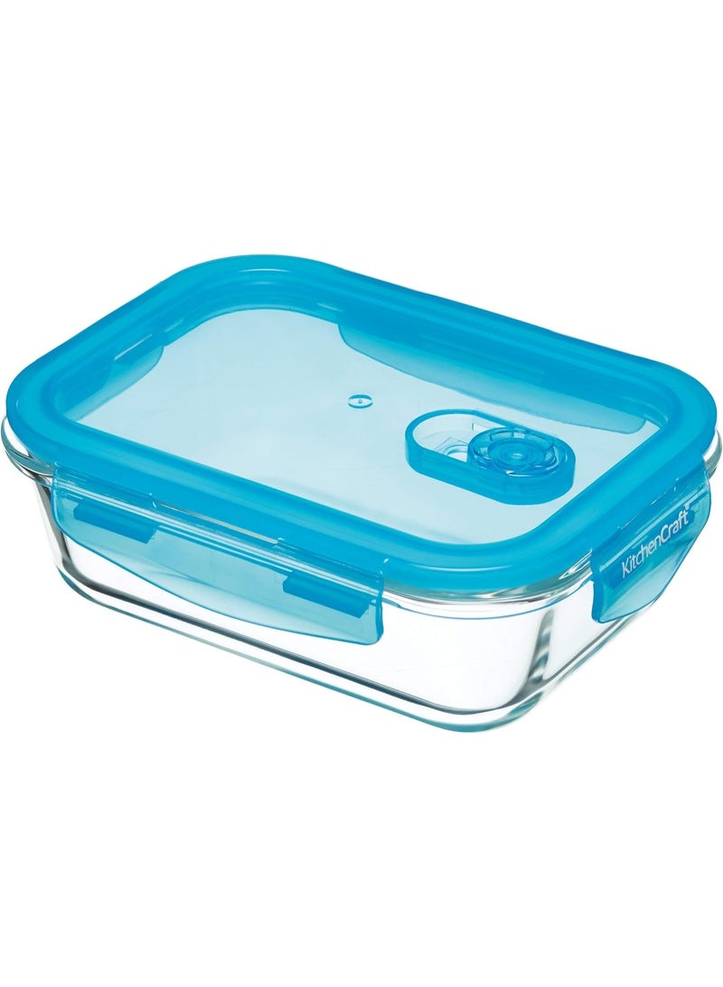 KitchenCraft Glass Storage Container With Vent, Rectangular, 600Ml, 17X13X9Cm, Labelled - Image 1