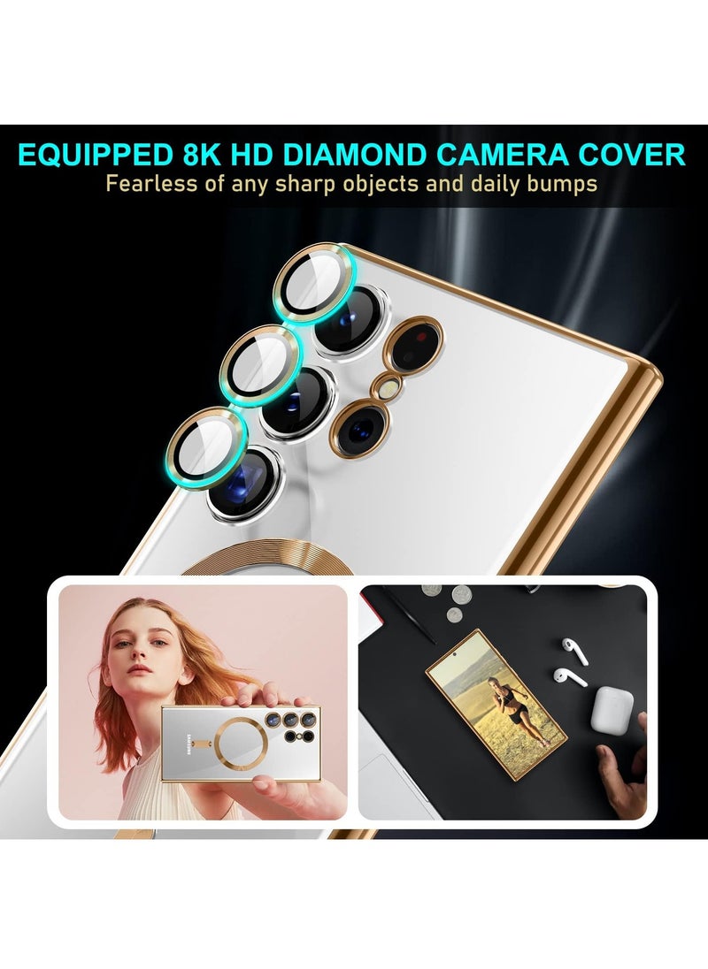 BORTONY - Samsung Galaxy S22 Ultra Case MagSafe Case Support Wireless Charging Thin Transparent Flexible Soft TPU Camera Lens Protector Shockproof Magnetic Cover - Image 1