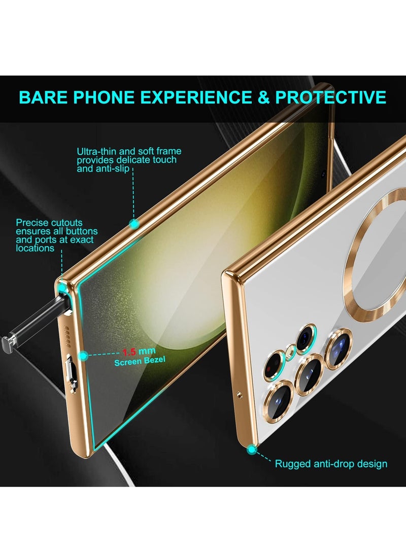 BORTONY - Samsung Galaxy S22 Ultra Case MagSafe Case Support Wireless Charging Thin Transparent Flexible Soft TPU Camera Lens Protector Shockproof Magnetic Cover - Image 1