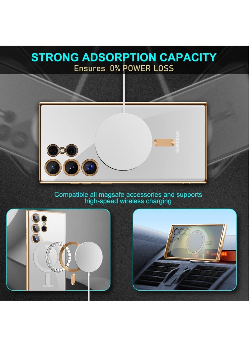 BORTONY - Samsung Galaxy S22 Ultra Case MagSafe Case Support Wireless Charging Thin Transparent Flexible Soft TPU Camera Lens Protector Shockproof Magnetic Cover - Image 1