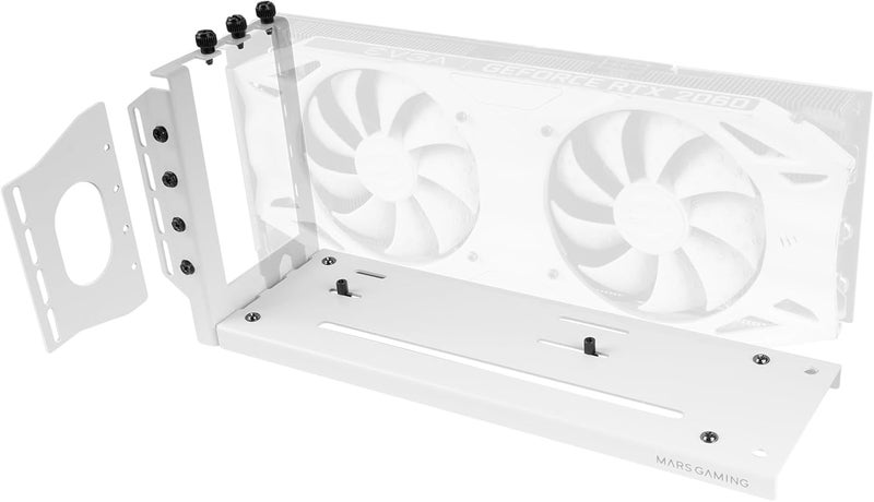 MCA-GCV, Universal Vertical GPU Stand, Non Slip Magnetic Base, Compatible with Models up to 3 Slots, Versatile GPU Installation 2x PCI Brackets, White - Image 1