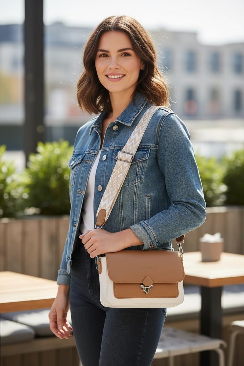 YATEE Stylish Crossbody Sling Bag for women & Girls – Premium PU Leather Shoulder Purse with Adjustable Strap, Beige Casual shoulder Bag for Office, Travel & Daily Use. - Image 3