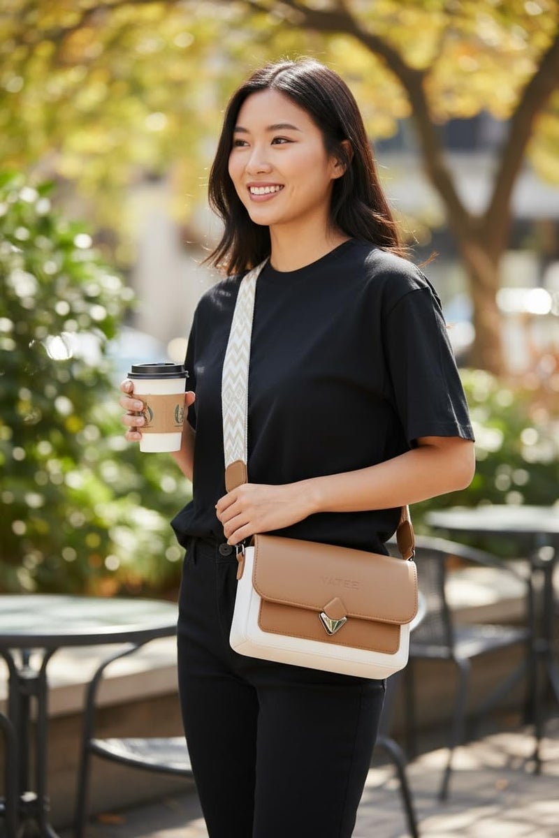 YATEE Stylish Crossbody Sling Bag for women & Girls – Premium PU Leather Shoulder Purse with Adjustable Strap, Beige Casual shoulder Bag for Office, Travel & Daily Use. - Image 2